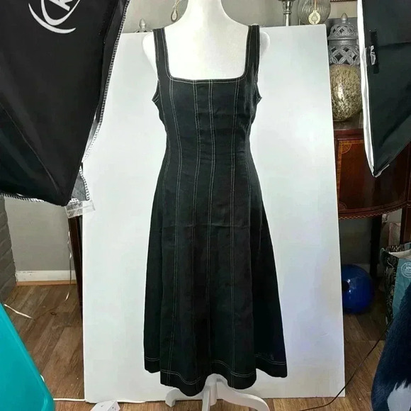 CHRISTIAN LACROIX SLEEVELESS DENIM COUTURE DRESS SZ M NWT SLIMMING STITCHING - Picture 1 of 11